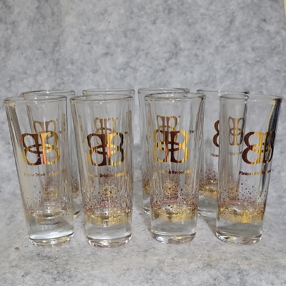 Bailey's Other - Bailey's Elegant Gold and Clear Shot Glass Set Of 8 EUC